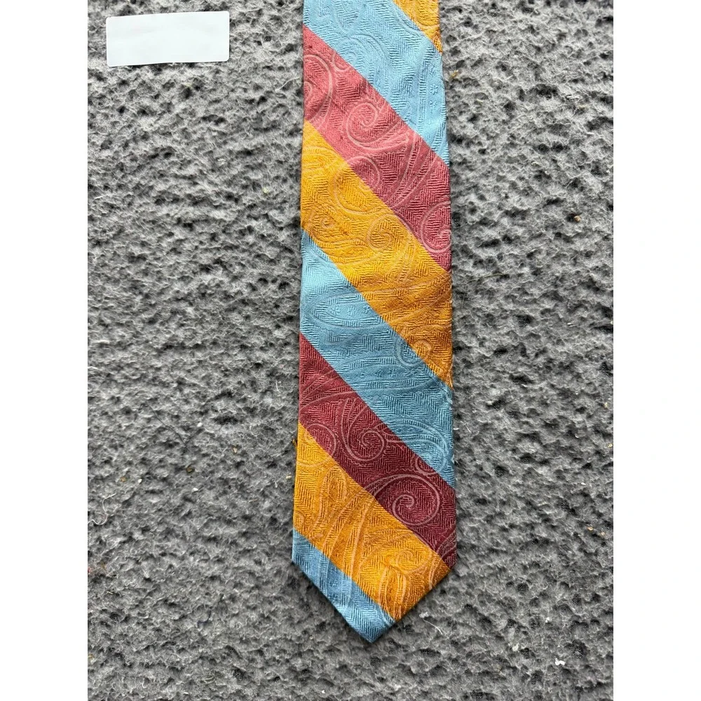 Givenchy Monsieur Striped Paisley Jacquard Silk Neck Tie Multicolor One Size